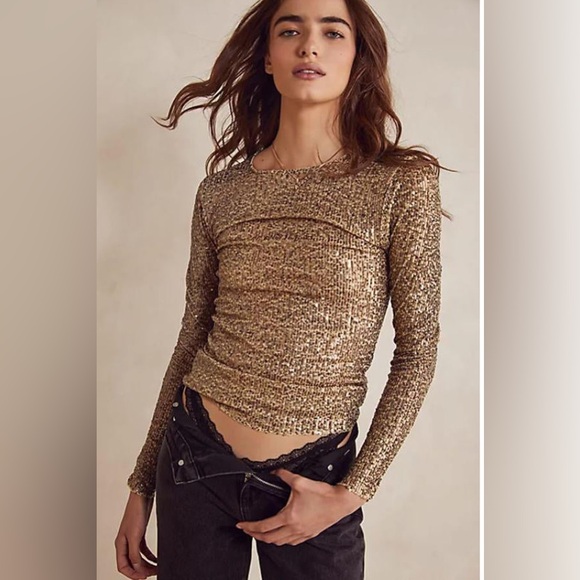 𝓯𝓹 Free People ~ GOLD RUSH LONG SLEEVE - Picture 4 of 8